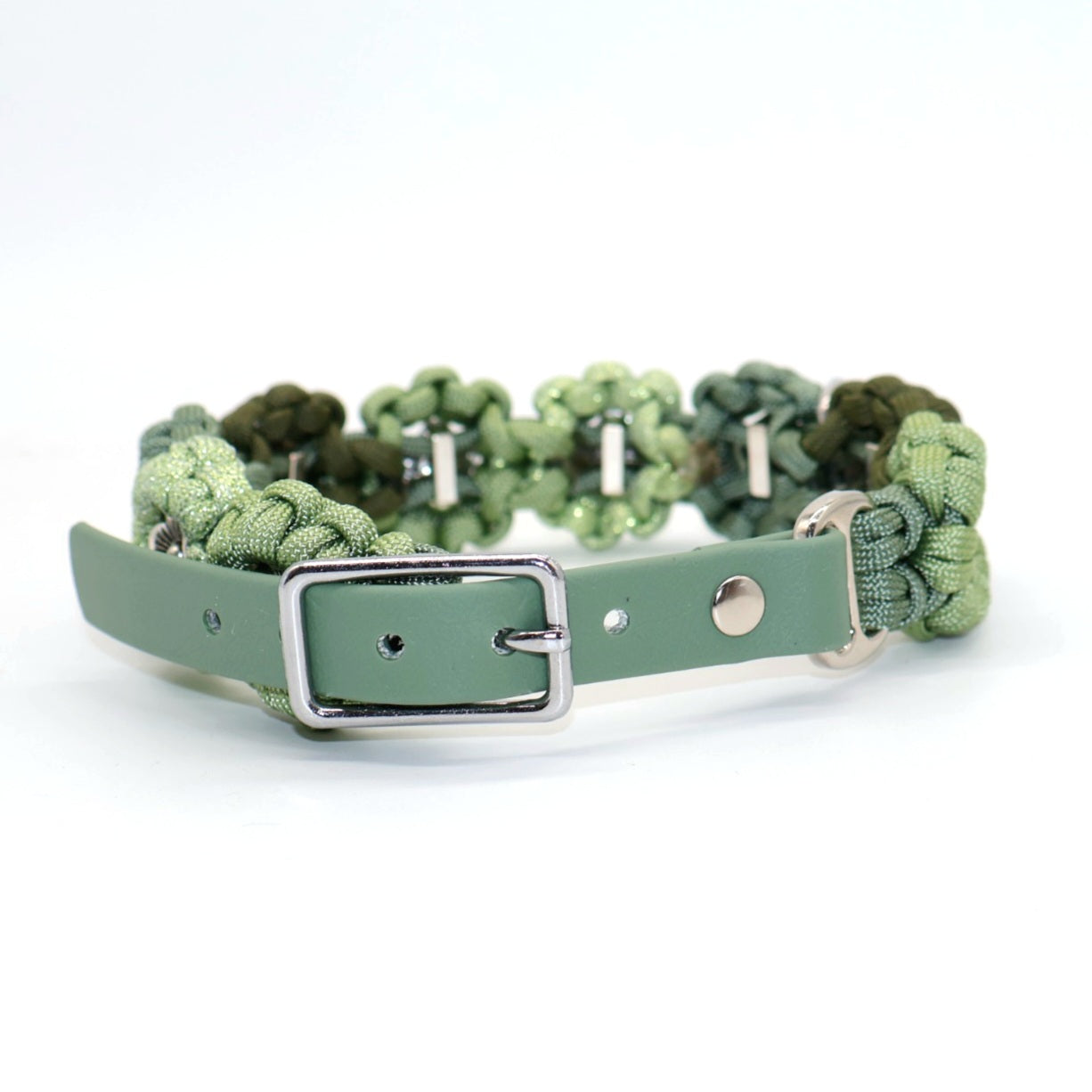 Blumen Halsband *Guacamole Glitzer & Foggy grün & Oliv*