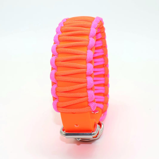 Halsband Biothane & Paracord *Neon Orange & Pink*
