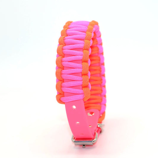 Halsband Biothane & Paracord *Neon Pink & Orange*