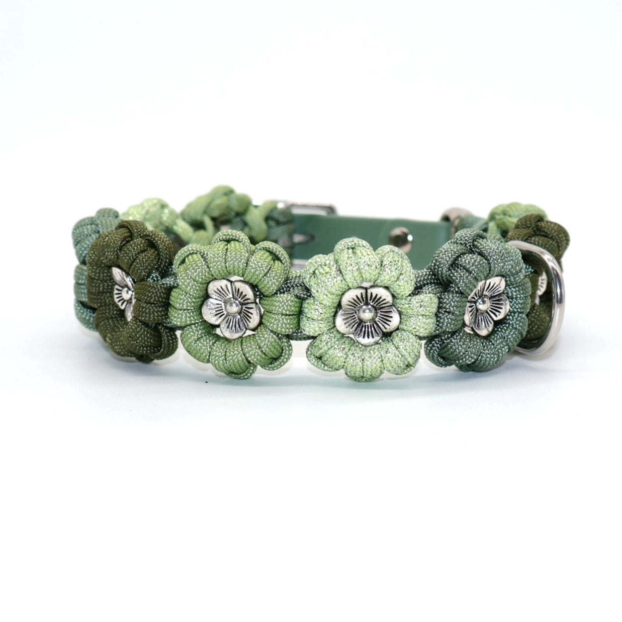 Blumen Halsband *Guacamole Glitzer & Foggy grün & Oliv*