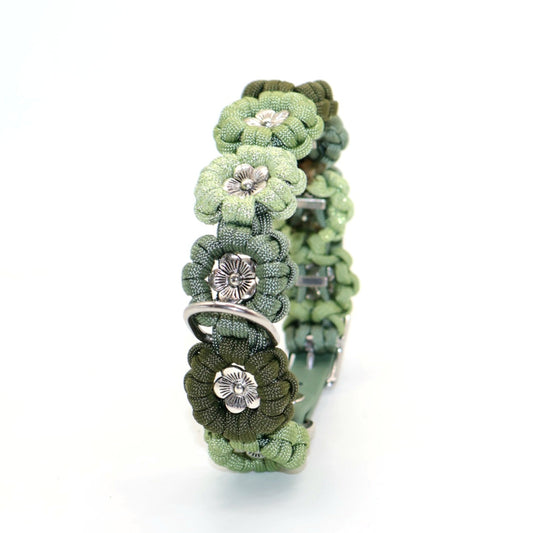 Blumen Halsband *Guacamole Glitzer & Foggy grün & Oliv*