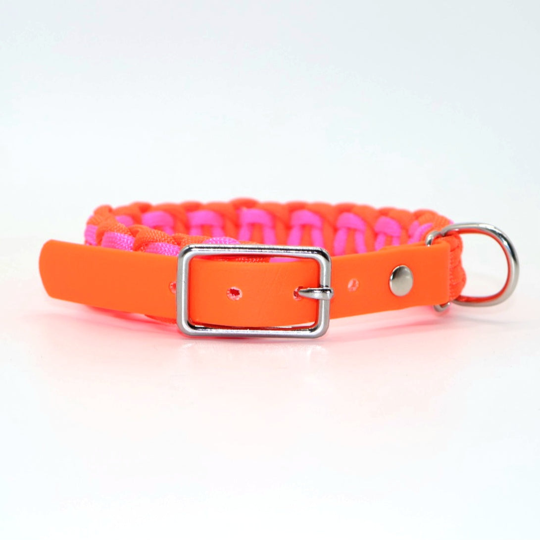 Paracord Halsband geflochten *Neon Orange & Neon Pink*