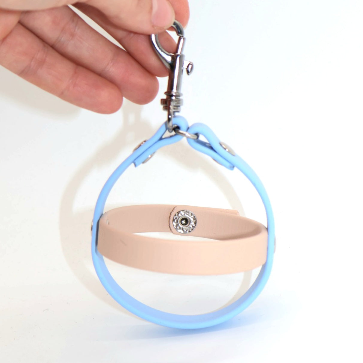 Ballhalter Biothane mit Knopf *Mocca & Polarblau*