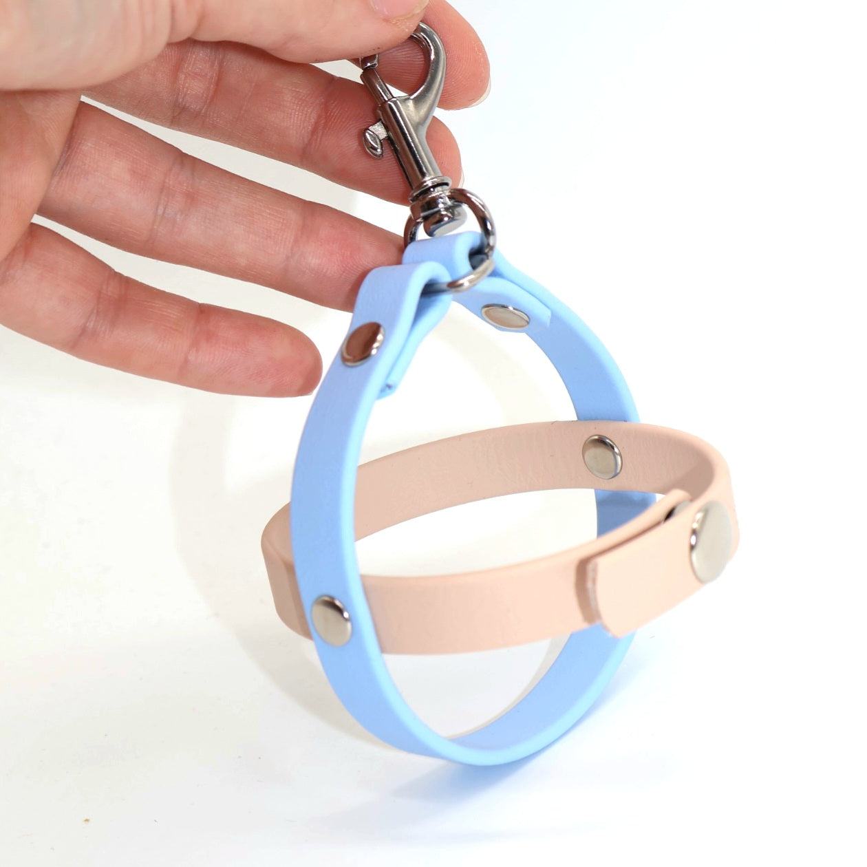 Ballhalter Biothane mit Knopf *Mocca & Polarblau*