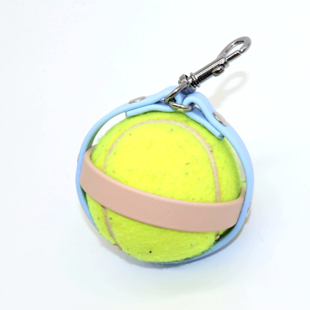 Ballhalter Biothane mit Knopf *Mocca & Polarblau*