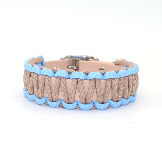 Halsband Biothane & Paracord *Mocca & Polarblau*