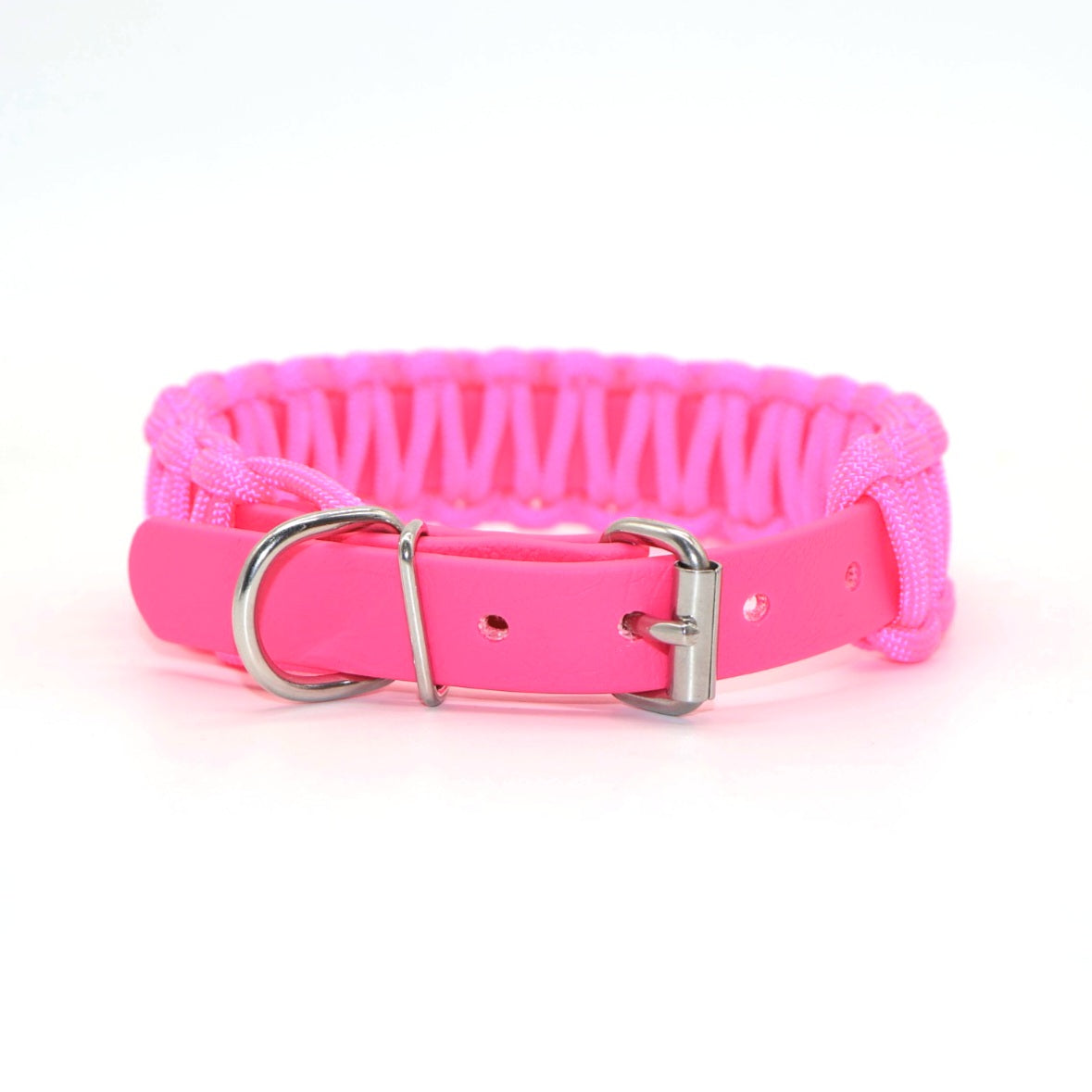 29-33cm & 2,6cm breites Halsband Biothane & Paracord *Passion Neon Pink*