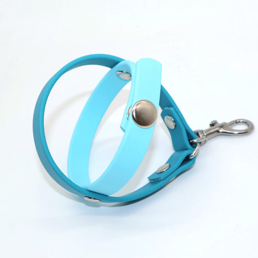Ballhalter Biothane mit Knopf *Türkis & Petrol*