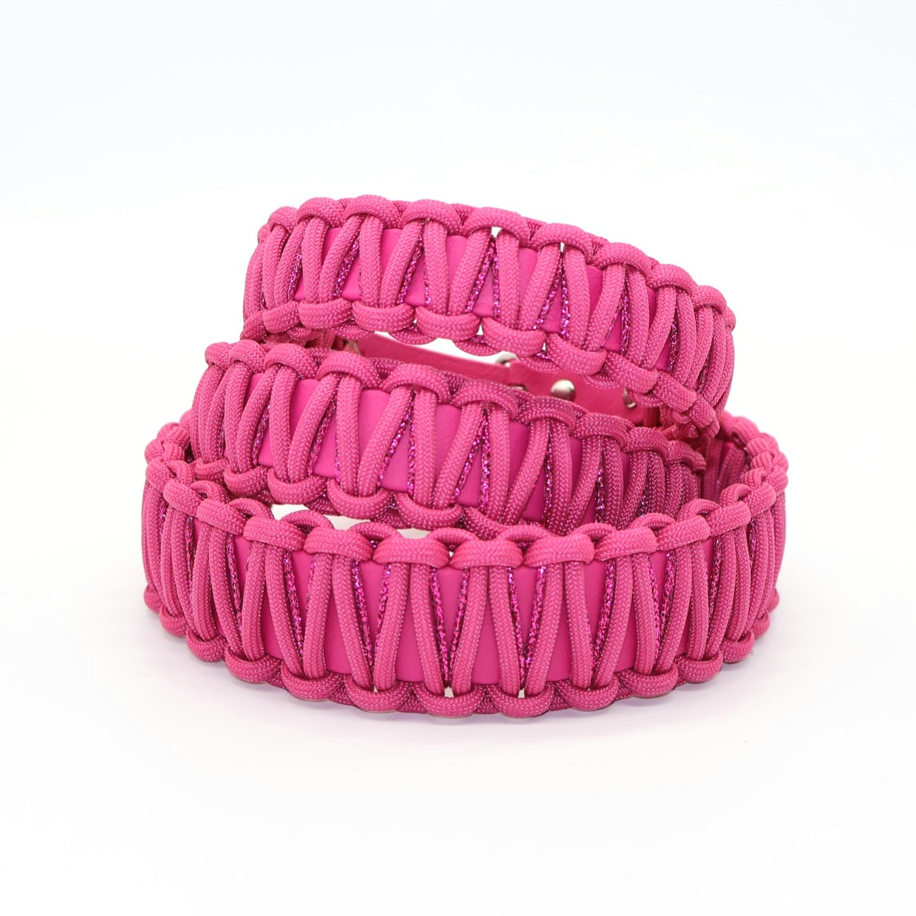 Halsband Biothane & Paracord *Fuchsia  & Fuchsia Glitzer*