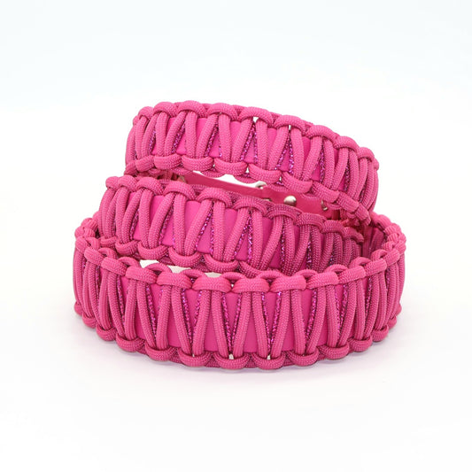 Halsband Biothane & Paracord *Fuchsia  & Fuchsia Glitzer*