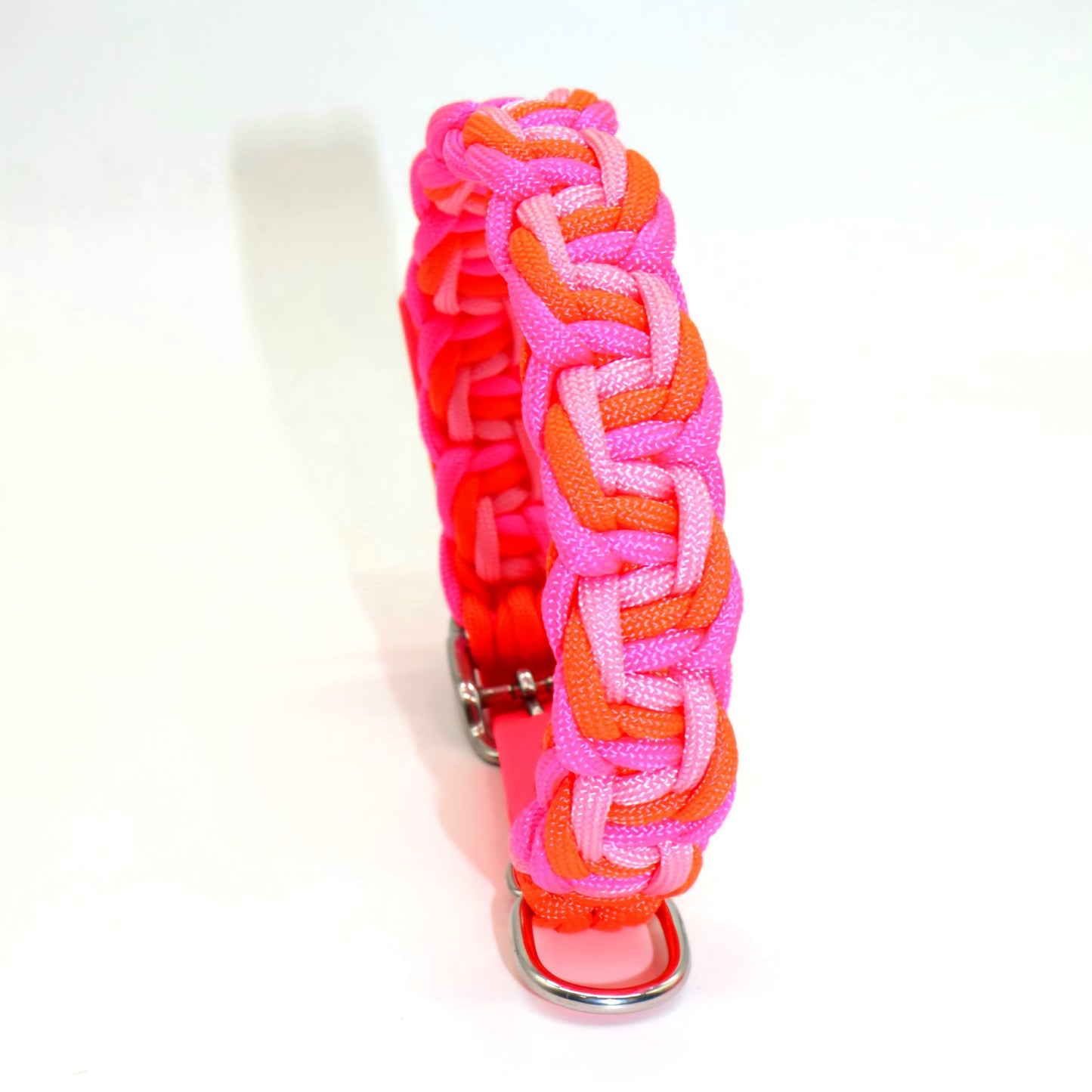 Paracord Halsband geflochten *Neon Orange & Neon Pink*