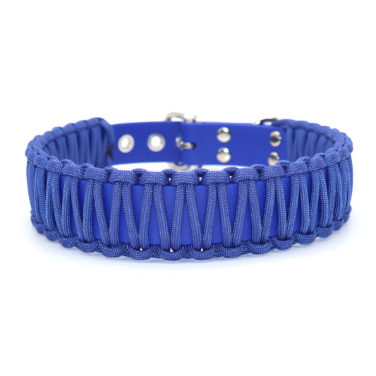 43-50cm & 4cm breites Halsband Biothane & Paracord *Royalblau*