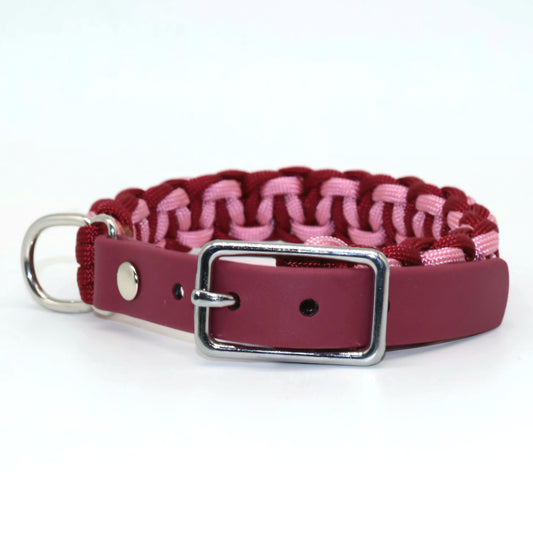 25-29cm & 27-31cm Mini Halsband geflochten *Burgunder & Lavender Rosa*