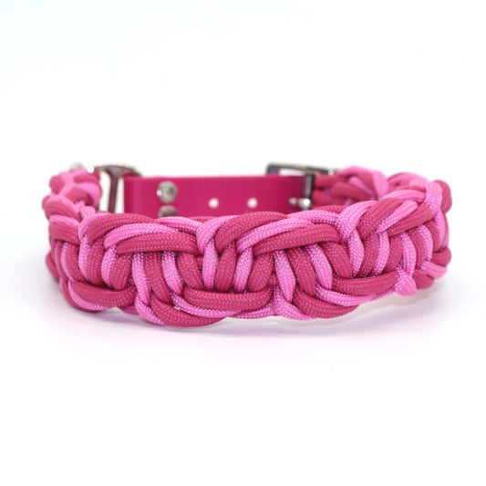 35-40cm Paracord Halsband geflochten *Fuchsia-Bubble Gum*