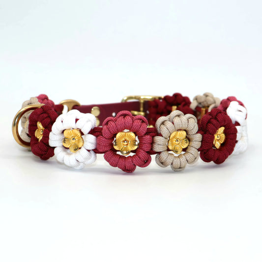 Blumen Halsband *Weinrot & Cafe Late & Ruby*