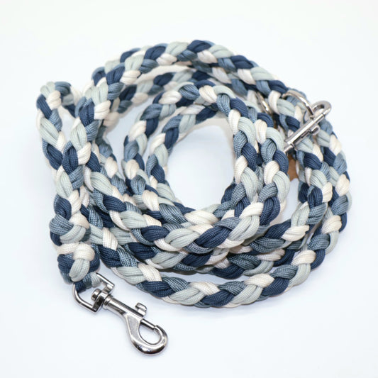 2,7m Handgeflochtene Paracord Leine *Schwarz-Weiß* bis 20kg geeignet