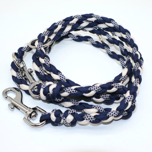 1,9m dünne Paracord Leine für Hunde bis 10kg *Midnight & Creme*