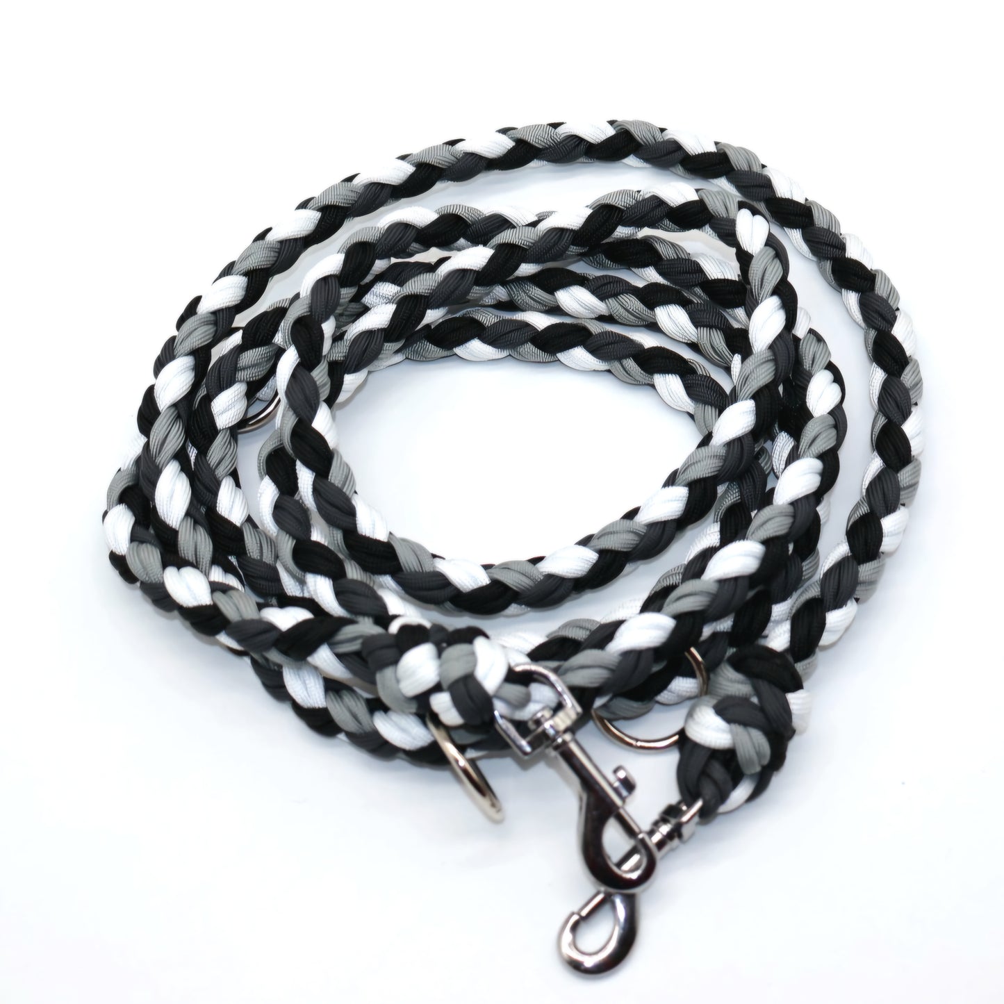 2,8m Handgeflochtene Paracord Leine *Schwarz-Weiß* bis 20kg geeignet