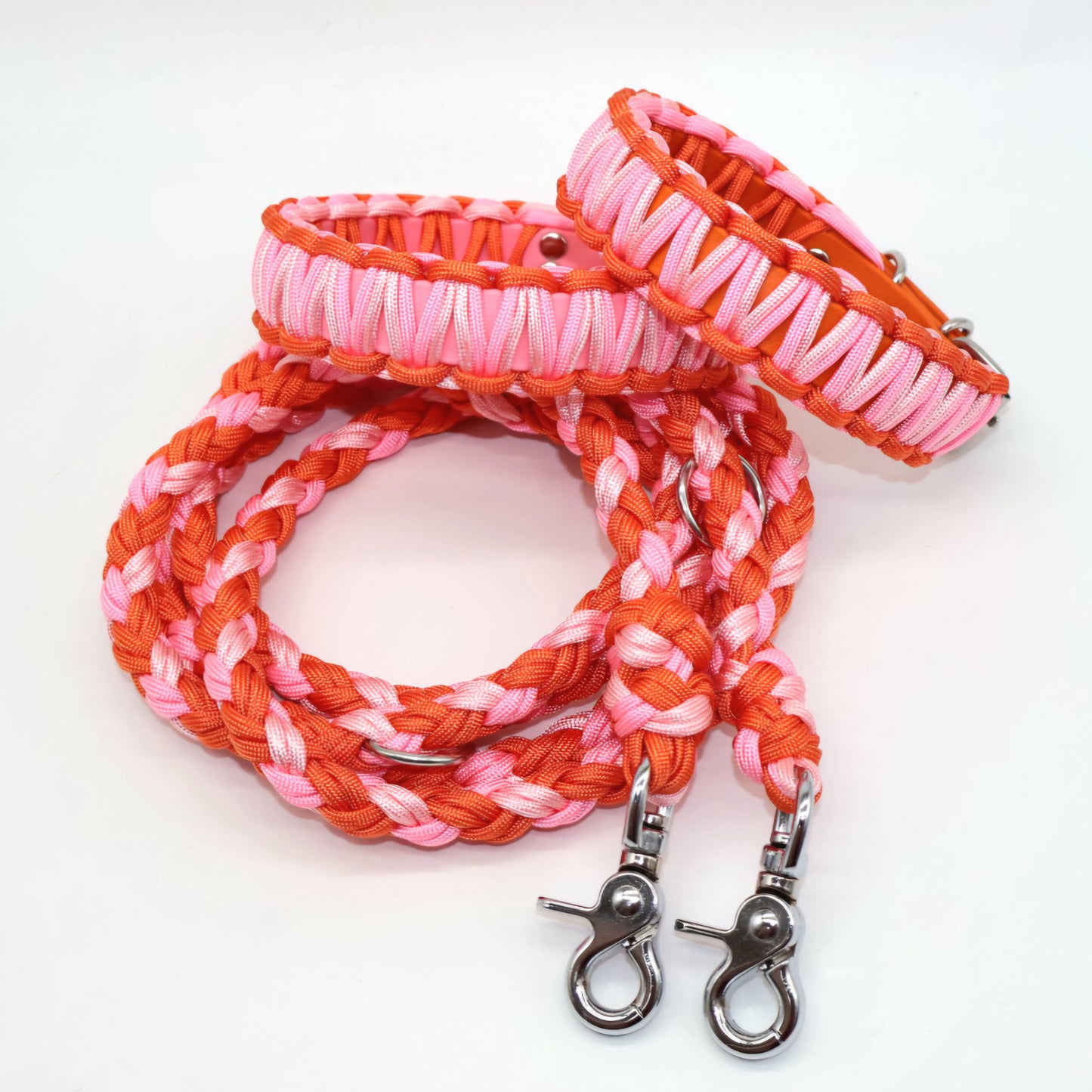 Halsband Biothane & Paracord *Orange & Rosa*