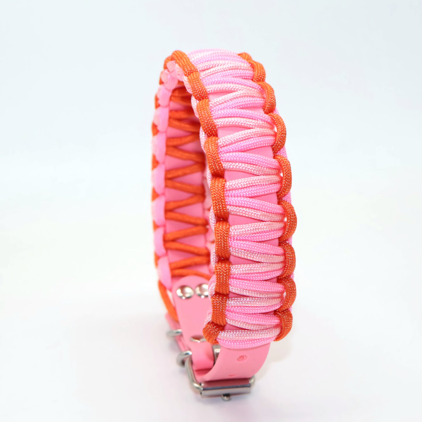 Halsband Biothane & Paracord *Orange & Rosa*