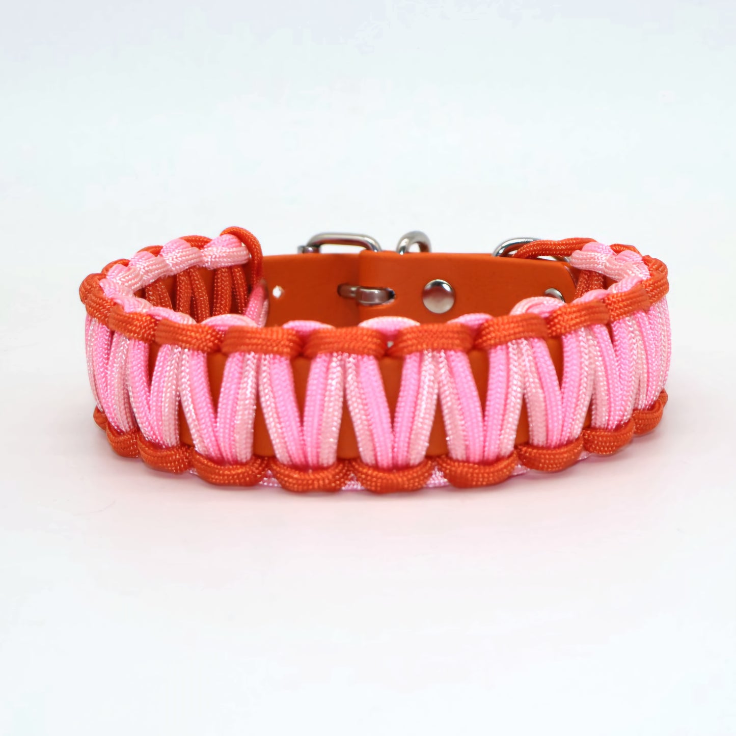 Halsband Biothane & Paracord *Orange & Rosa*