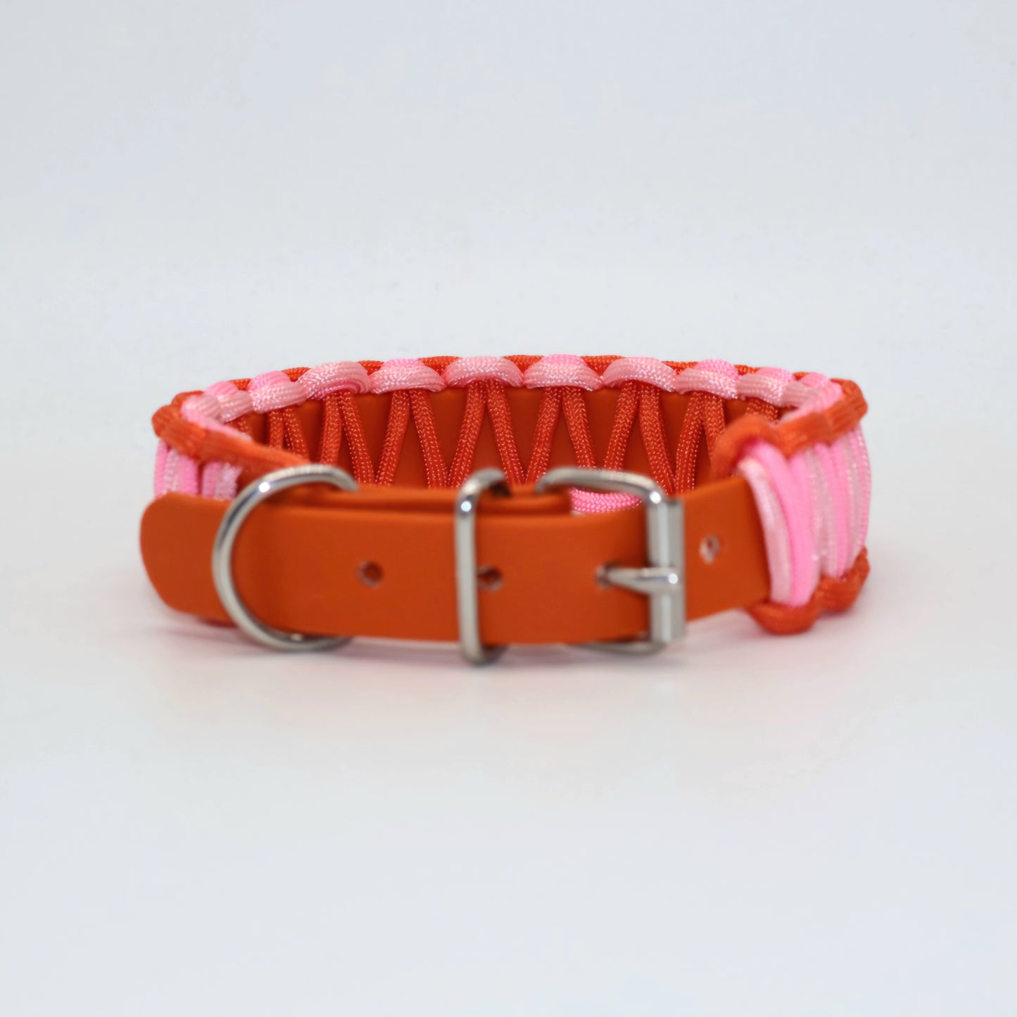 Halsband Biothane & Paracord *Orange & Rosa*