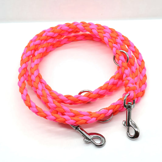 Handgeflochtene Paracord Leine *Neon Pink & Neon Orange*