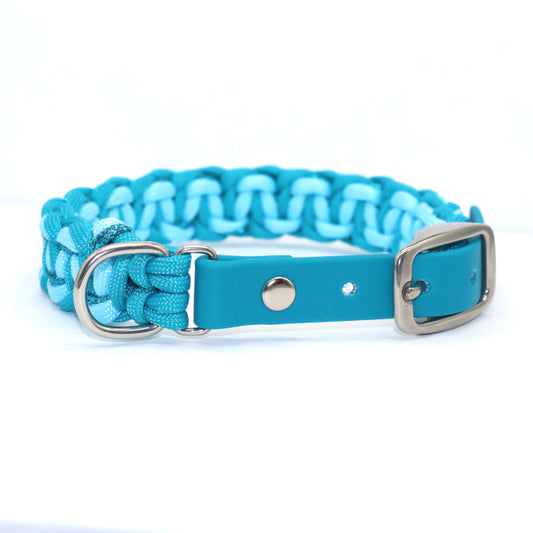 Paracord Halsband geflochten *Türkis-blau Glitzer*