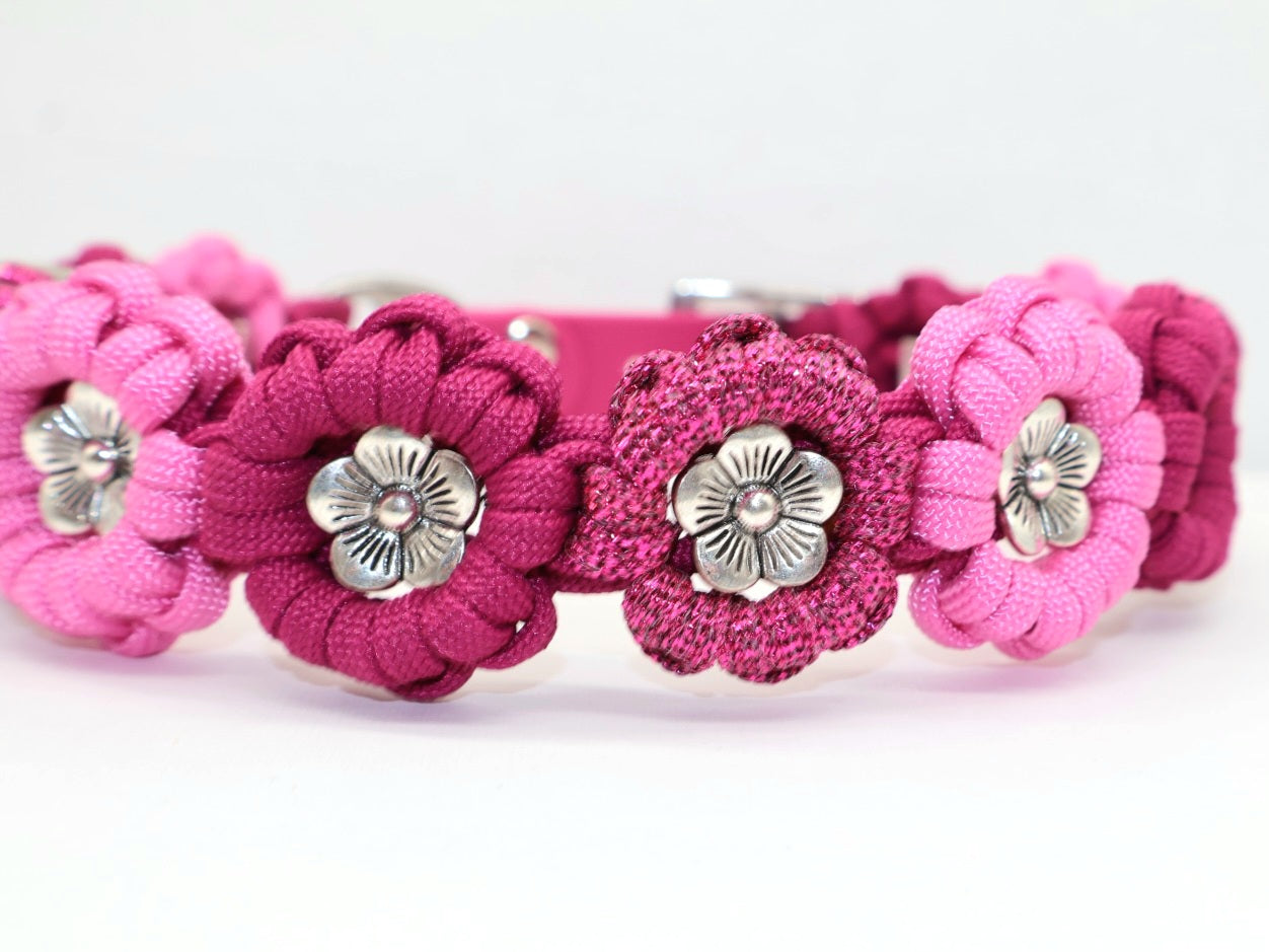 Blumen Halsband *Beere & Pink Glitzer & Bubble Gum*