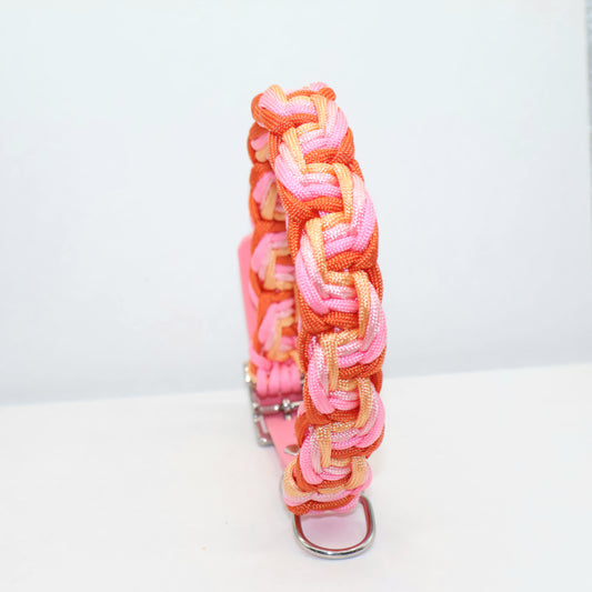Paracord Halsband geflochten *Orange & Rosa*