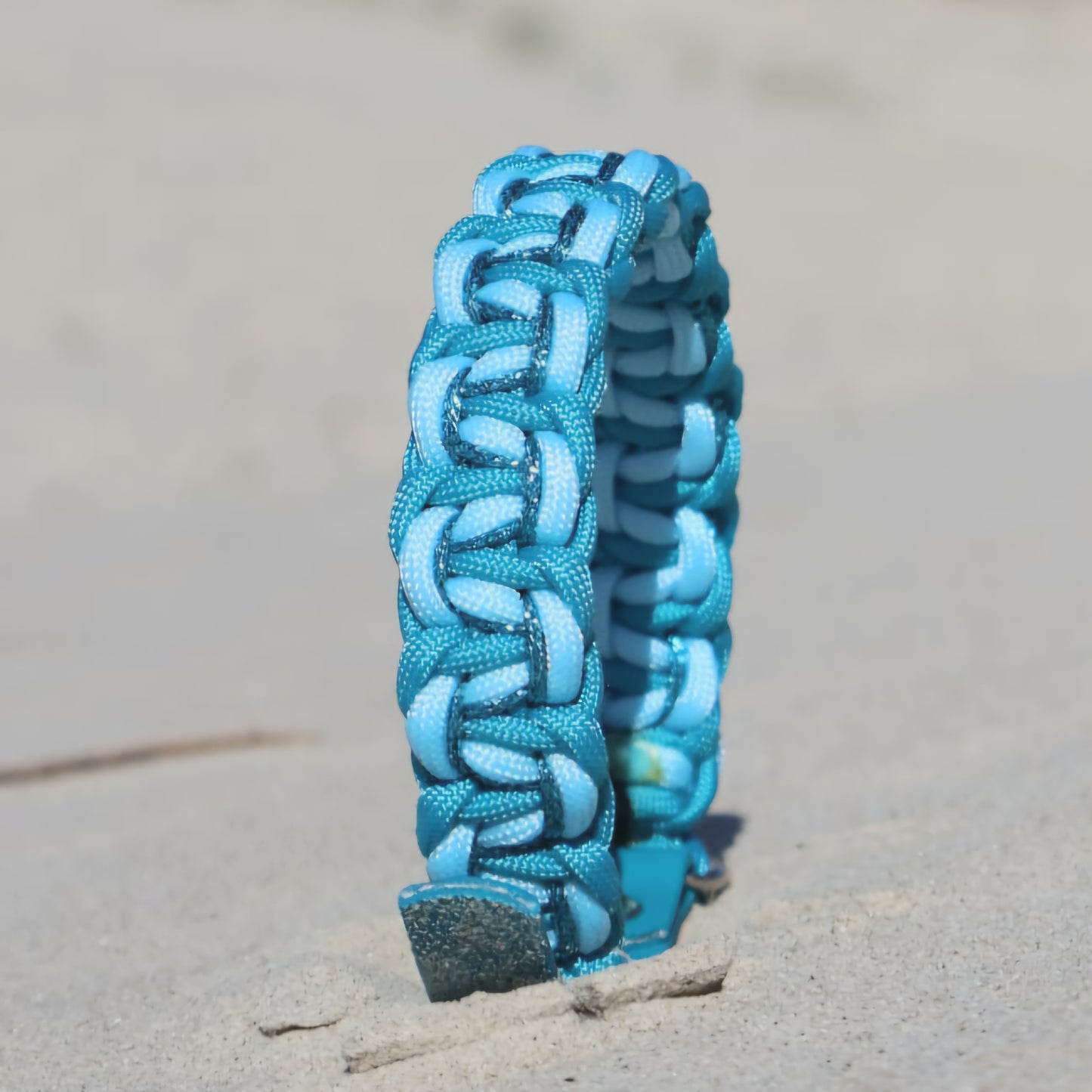 Paracord Halsband geflochten *Türkis & Pastellblau & Glitzer*