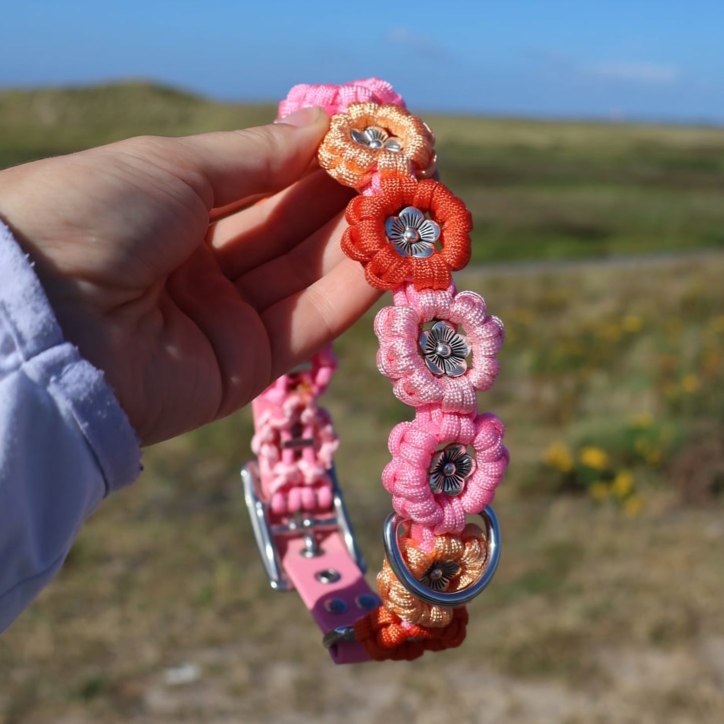 Blumen Halsband *Rosa & Orange*