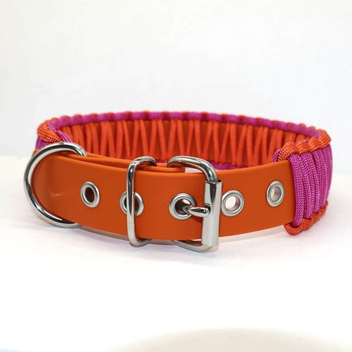 Halsband Biothane & Paracord *Orange & Passion Pink*