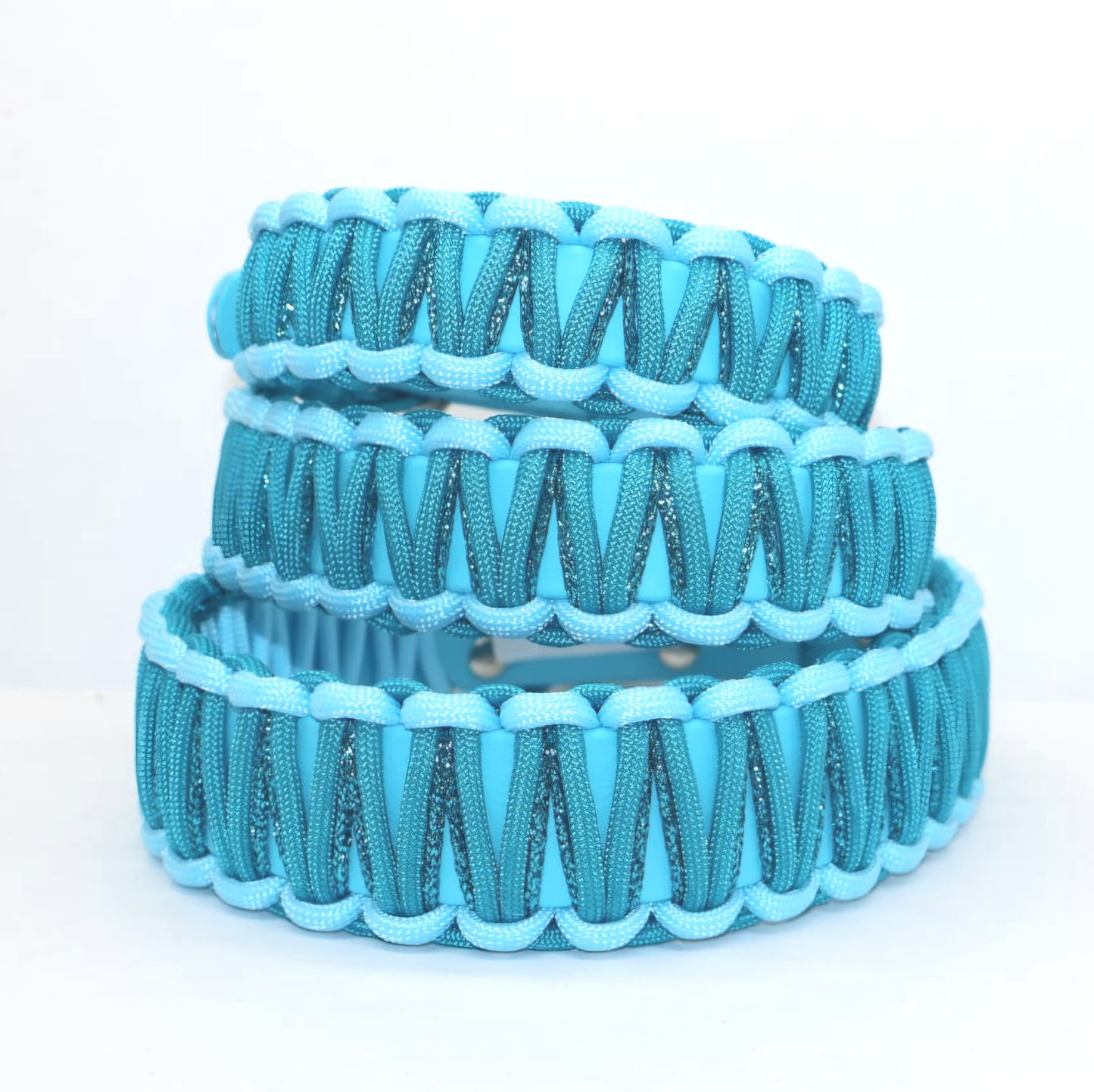 Halsband Biothane & Paracord *Cyan Glitzer*