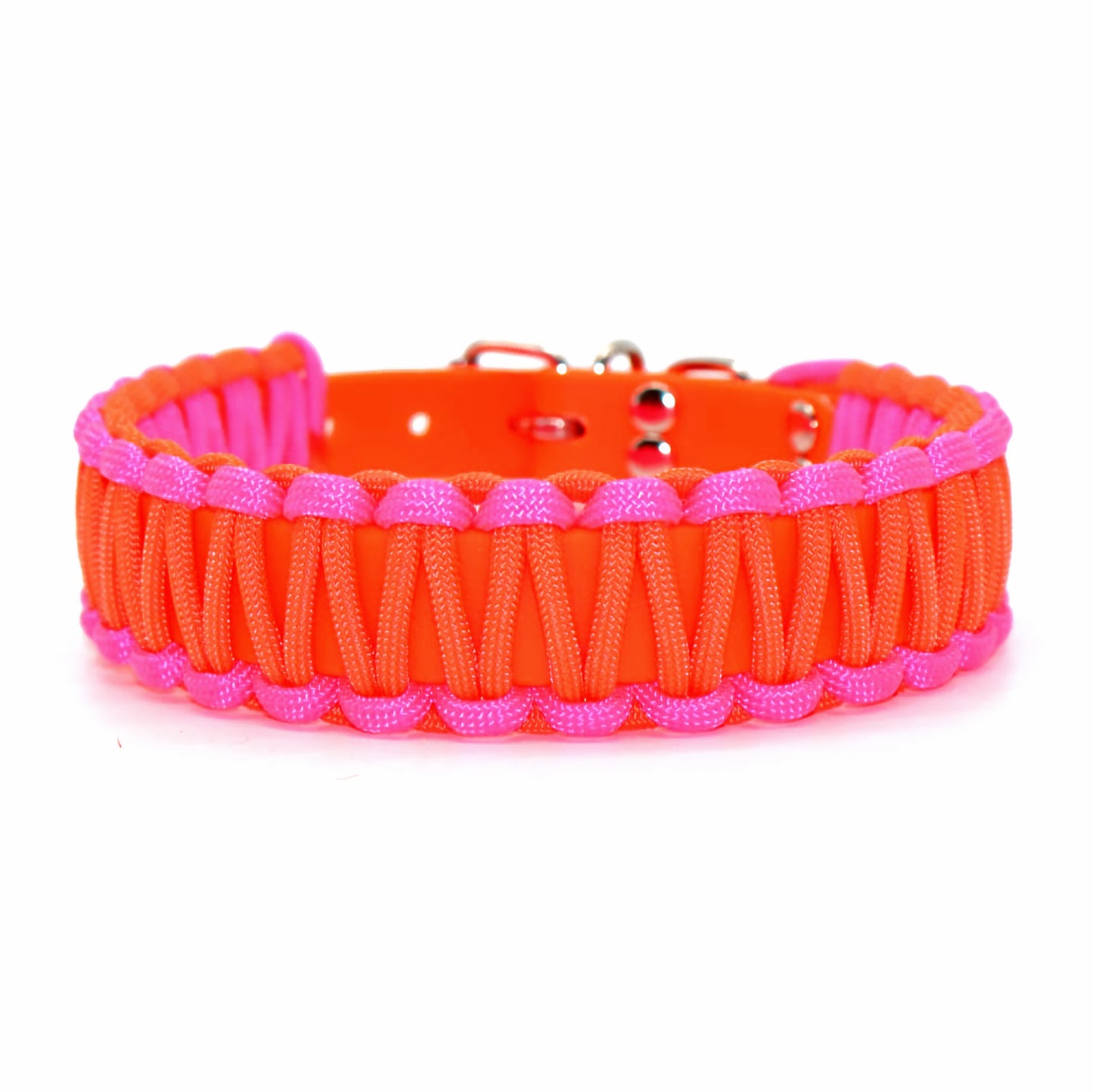 Halsband Biothane & Paracord *Neon Orange & Pink*