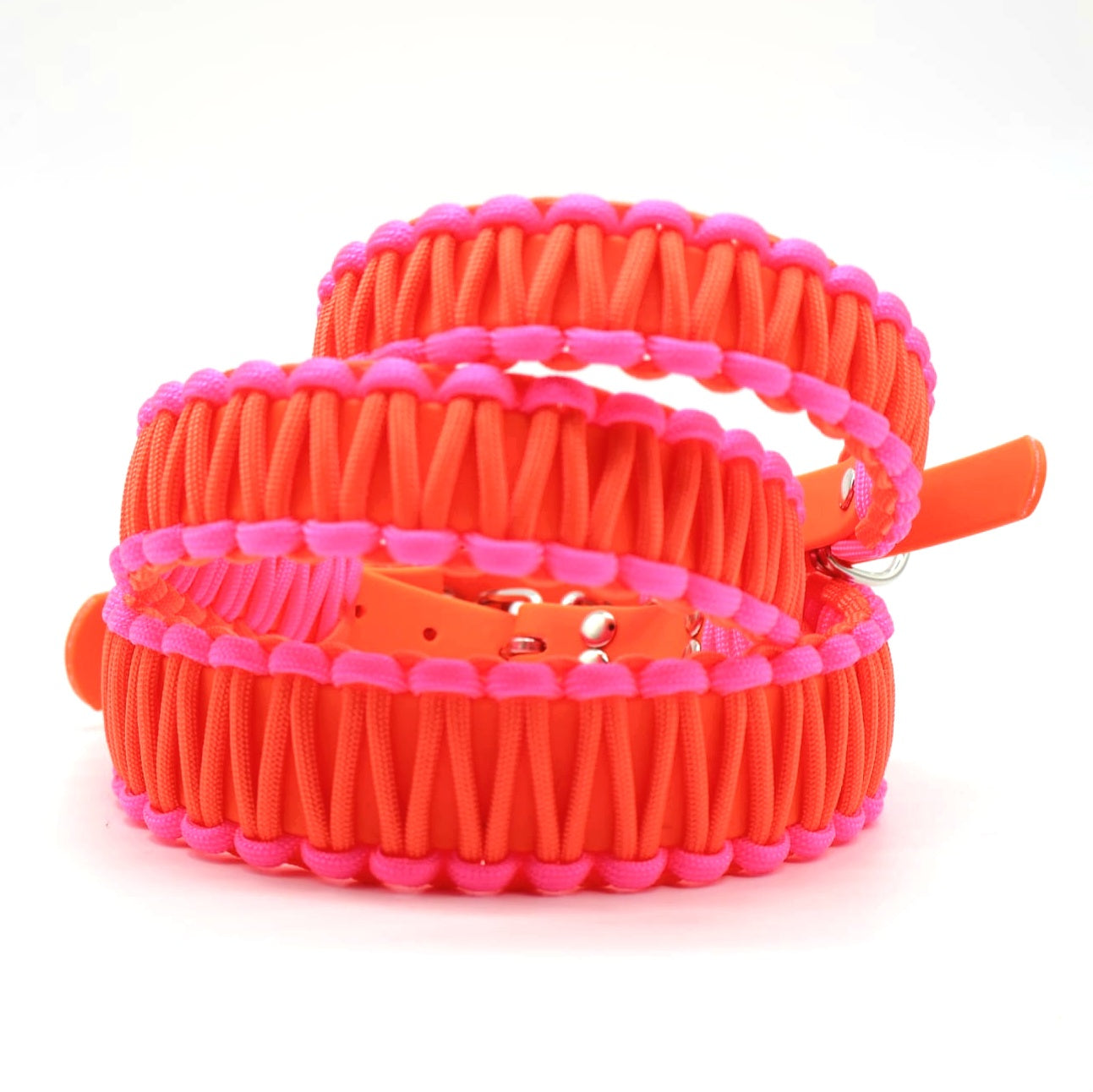 Halsband Biothane & Paracord *Neon Orange & Pink*