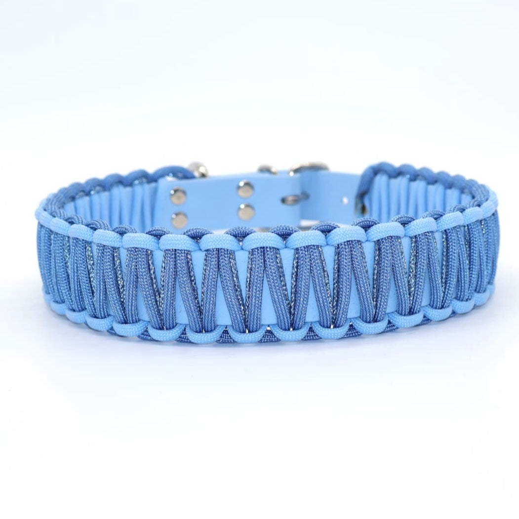 Halsband Biothane & Paracord *Blau glitzernd*