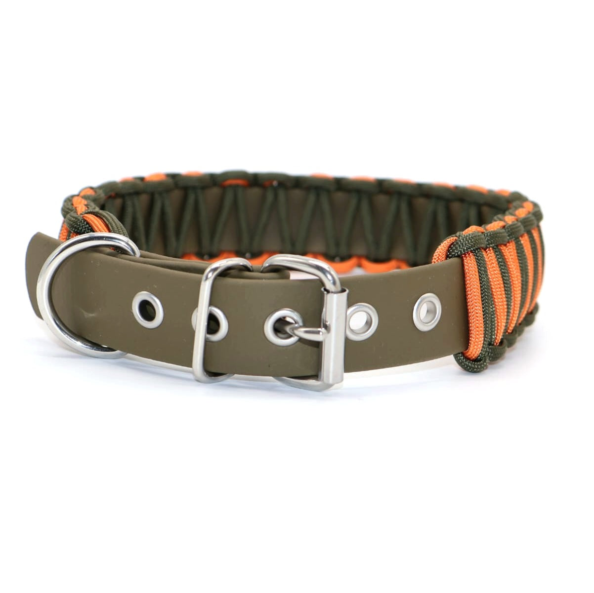 Halsband Biothane & Paracord *Orange & Oliv*