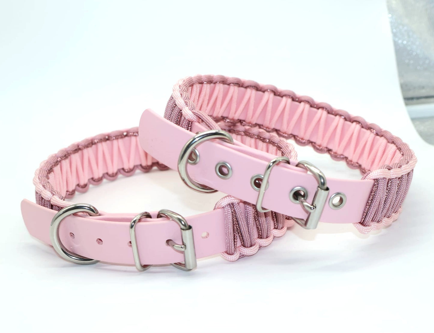 Halsband Biothane & Paracord *Rouge & Altrosa & Rosa-Glitzer*