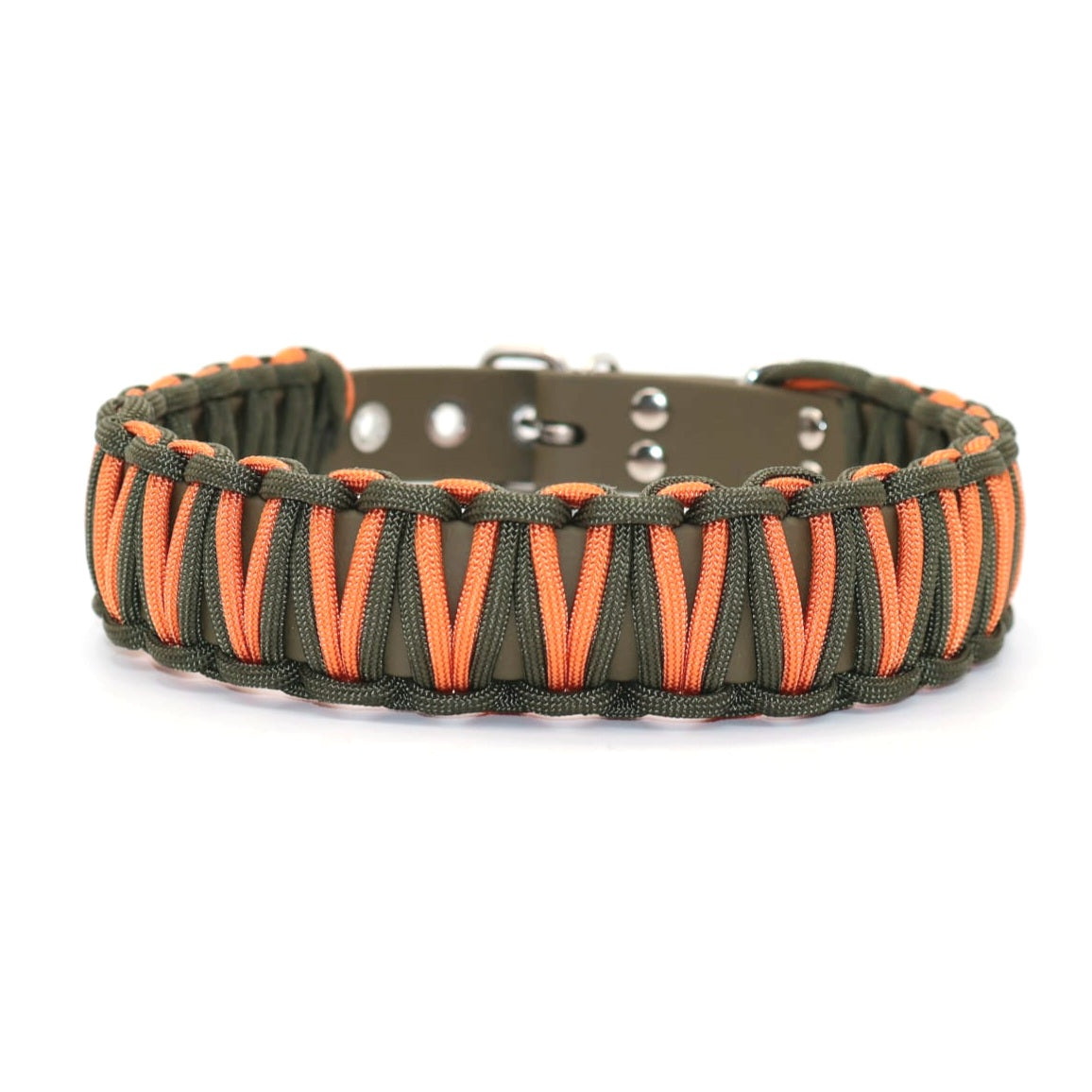 Halsband Biothane & Paracord *Orange & Oliv*