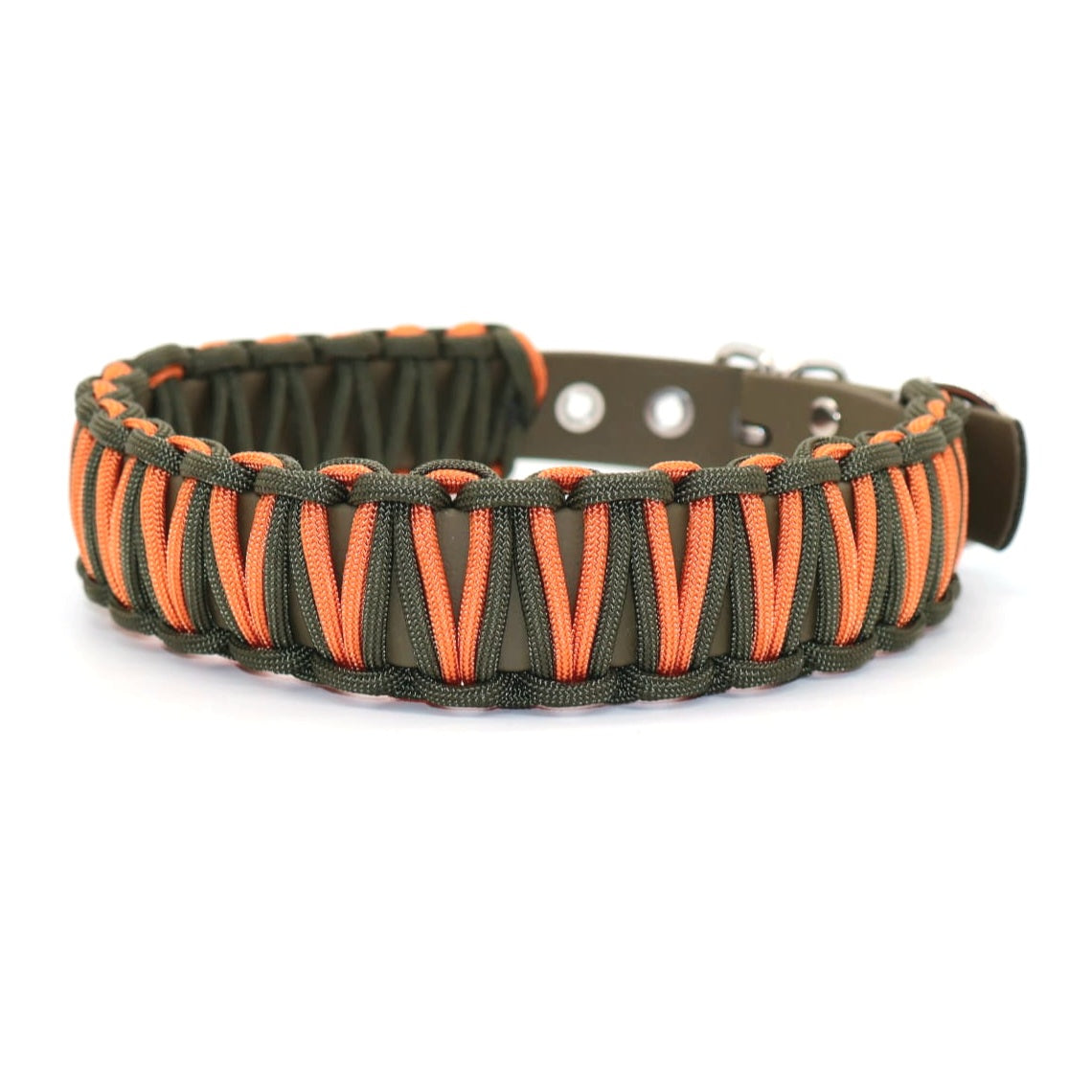 Halsband Biothane & Paracord *Orange & Oliv*