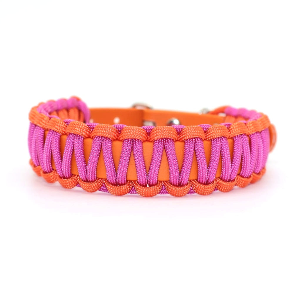 Halsband Biothane & Paracord *Orange & Passion Pink*
