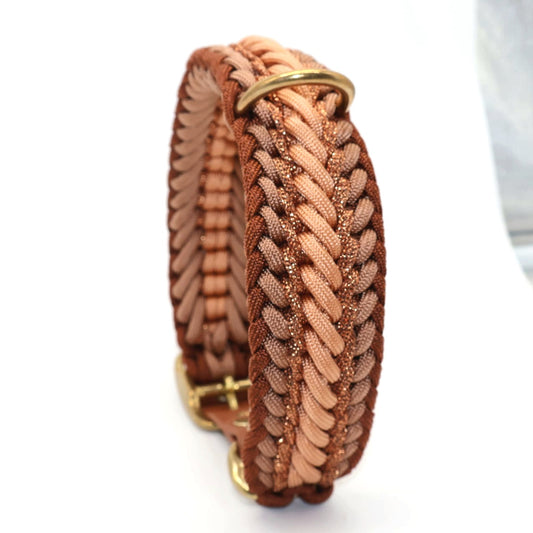 Paracord Halsband Breit geflochten *Rost & Bronze & Kupfer Glitzer*