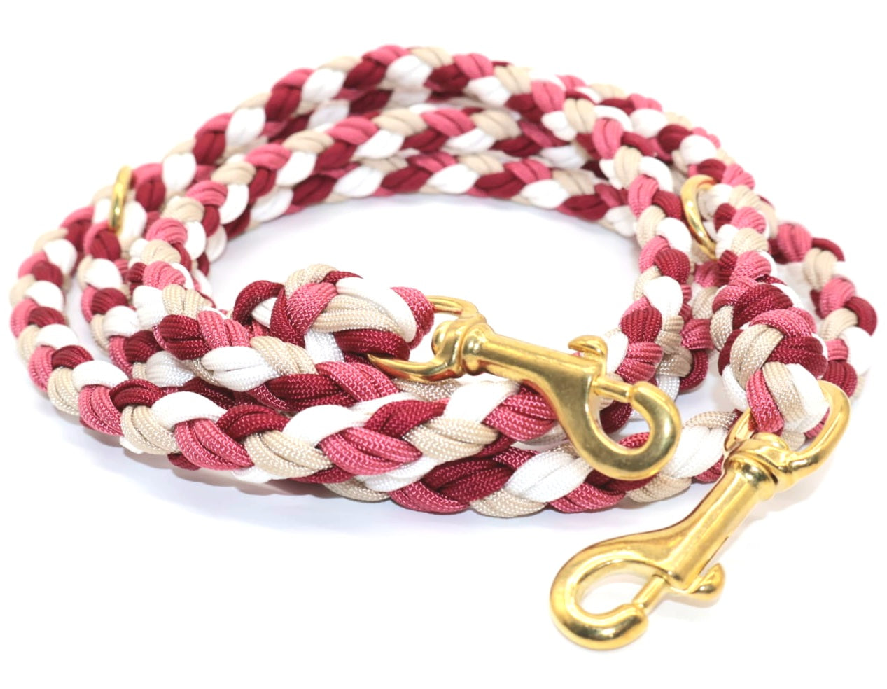 Handgeflochene Paracordleine *Burgunder & Cafe Latte & Ruby & Weiß*
