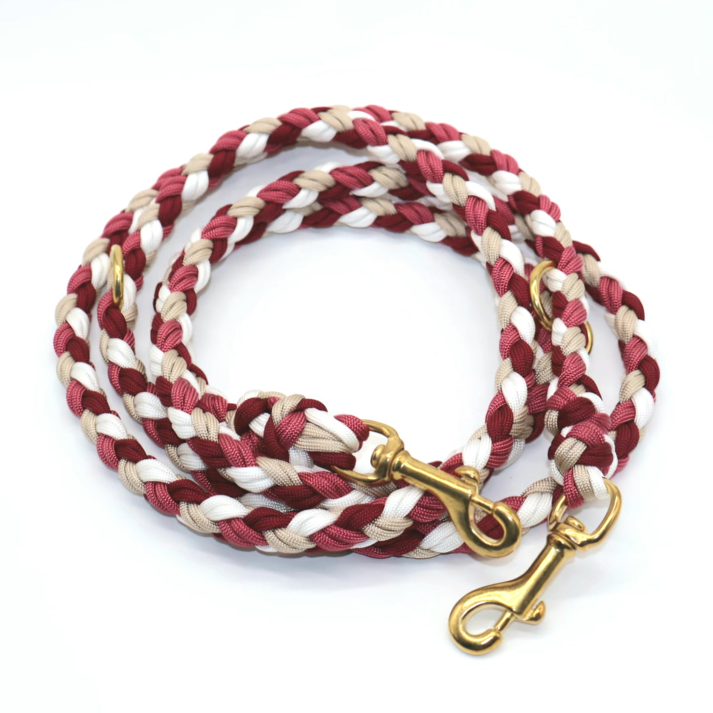 Handgeflochene Paracordleine *Burgunder & Cafe Latte & Ruby & Weiß*