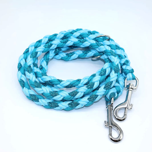 Handgeflochtene Paracordleine *Cyan Glitzer*