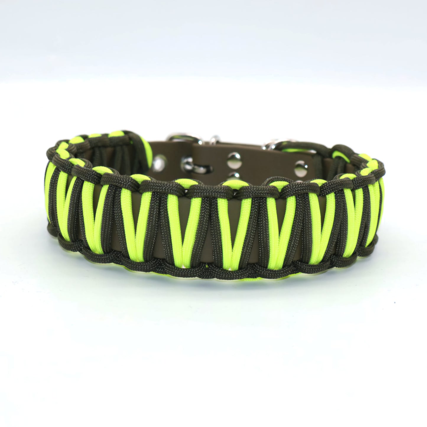 Halsband Biothane & Paracord *Oliv & Neon Gelb*