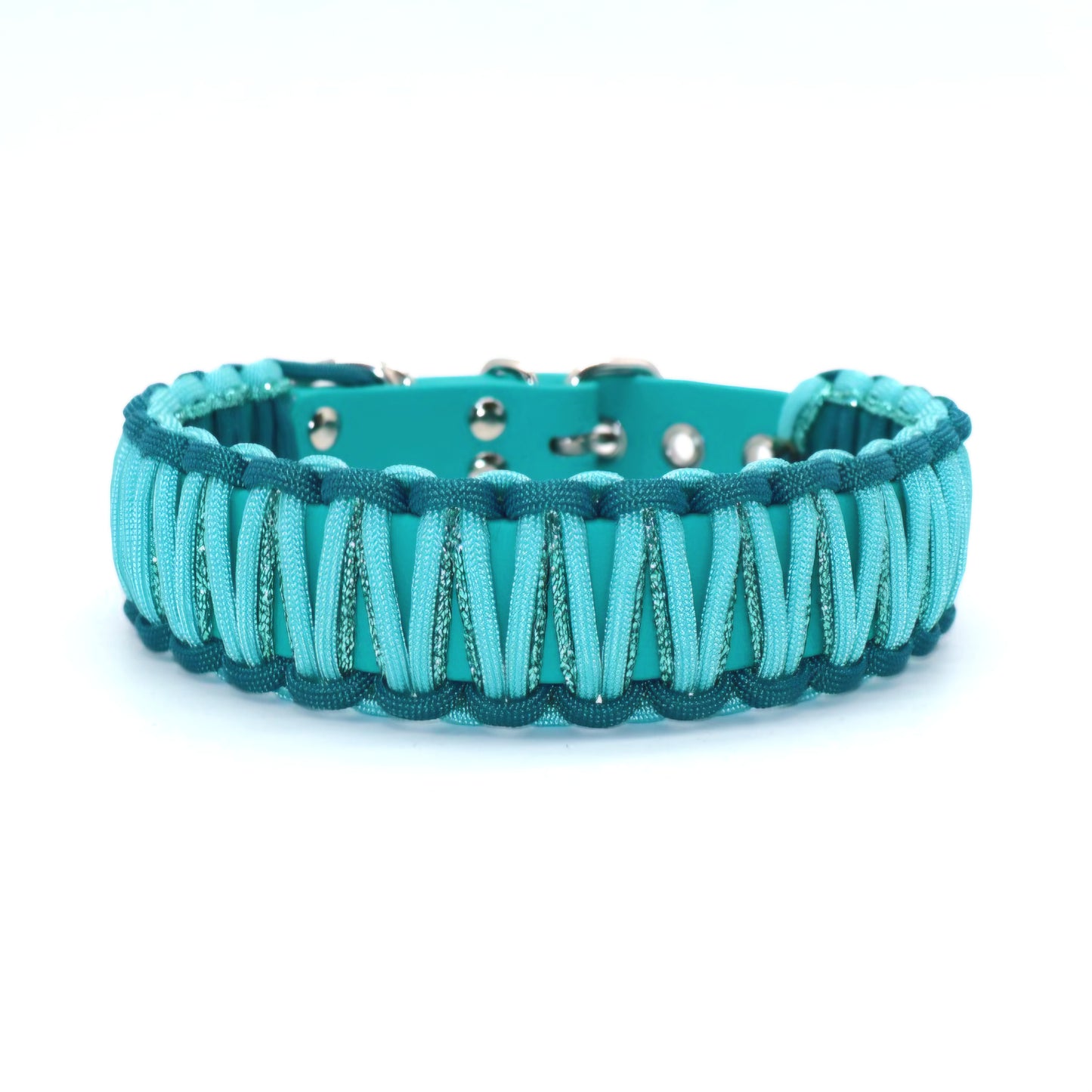 Halsband Biothane & Paracord *Türkis glitzer* 38-52cm