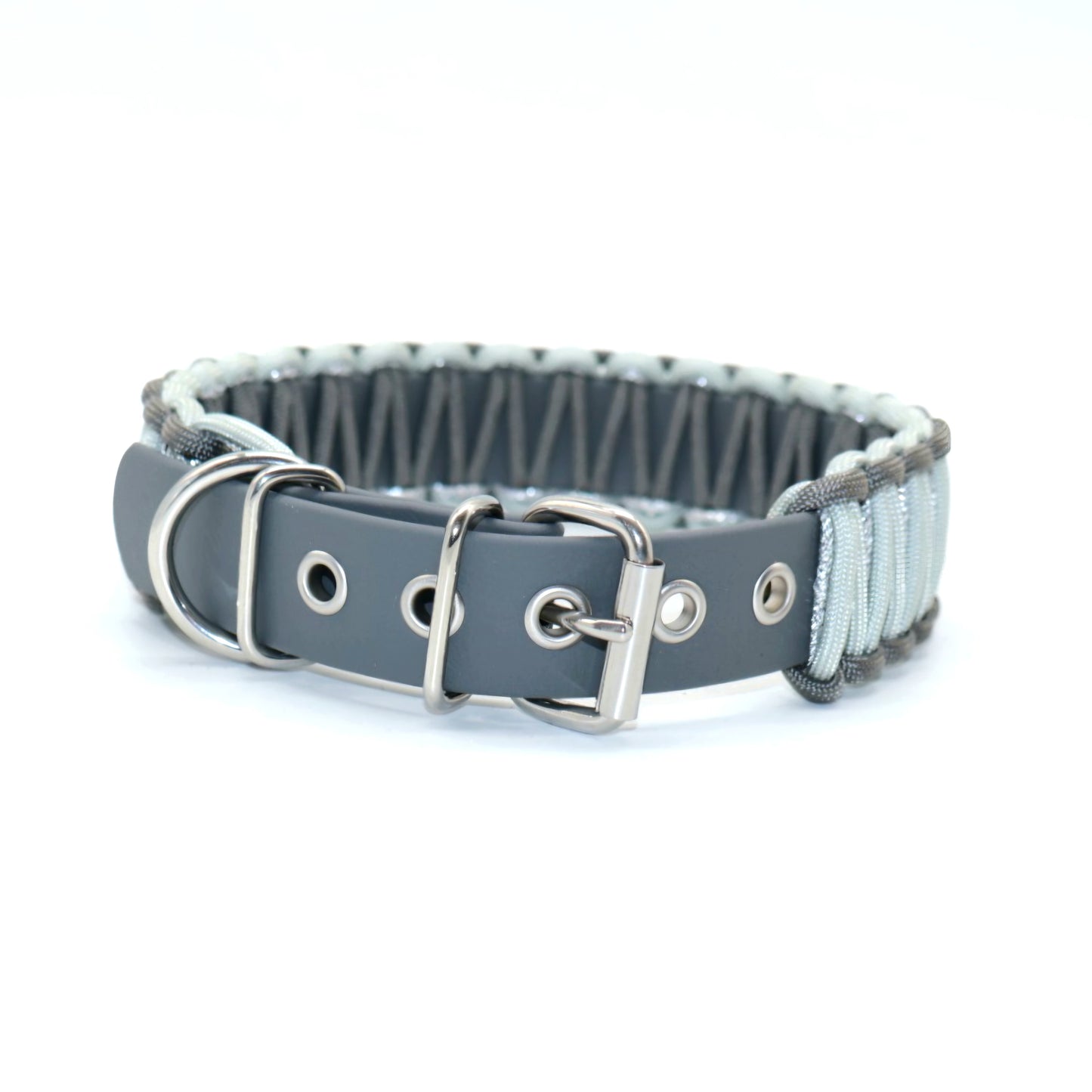 Halsband Biothane & Paracord *Dunkelgrau Silber Glitzer* 30-52cm