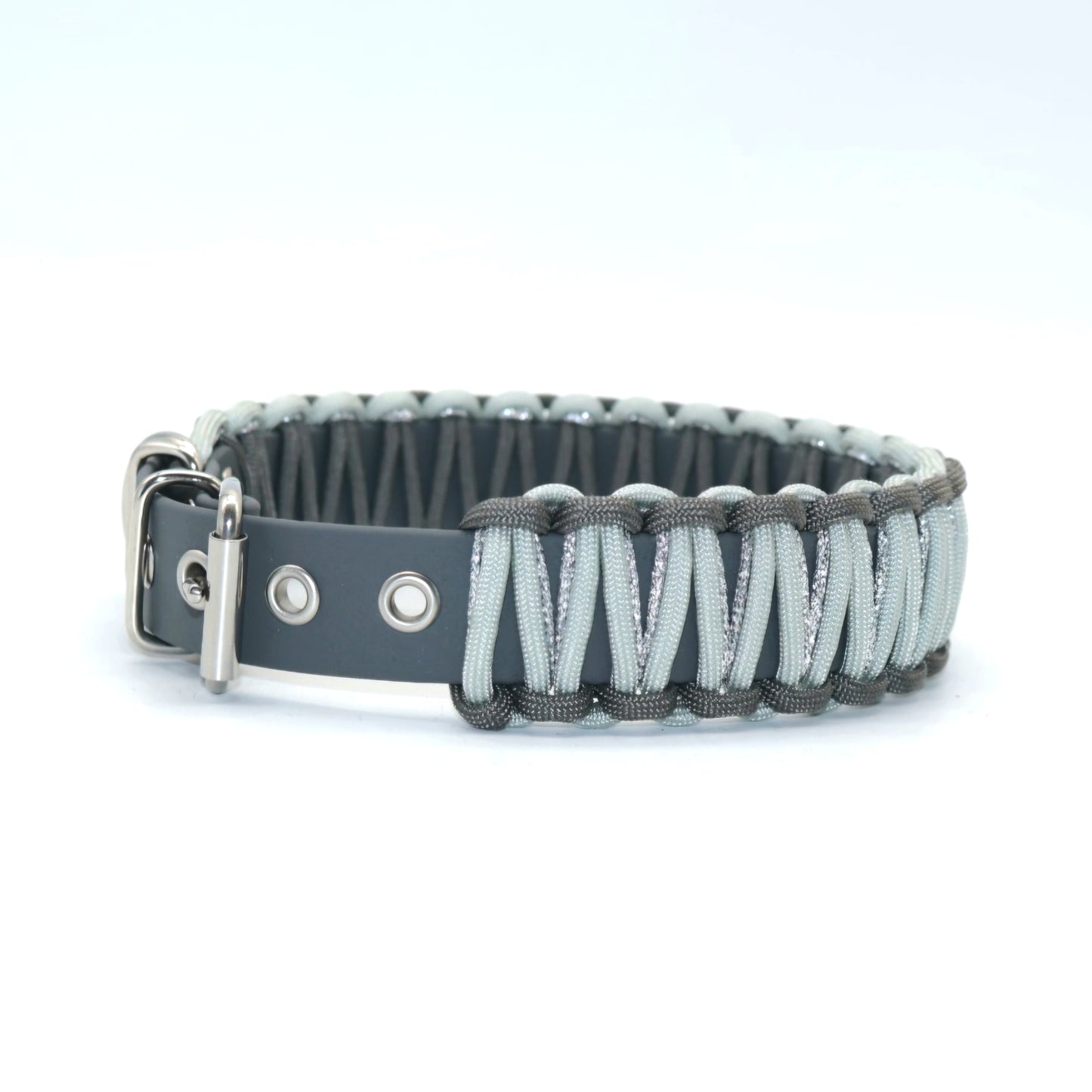 Halsband Biothane & Paracord *Dunkelgrau Silber Glitzer* 30-52cm
